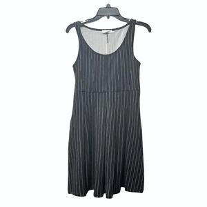 Medium Black White Pinstripe Sleeveless Casual Pleated Dress No Comment Womens M